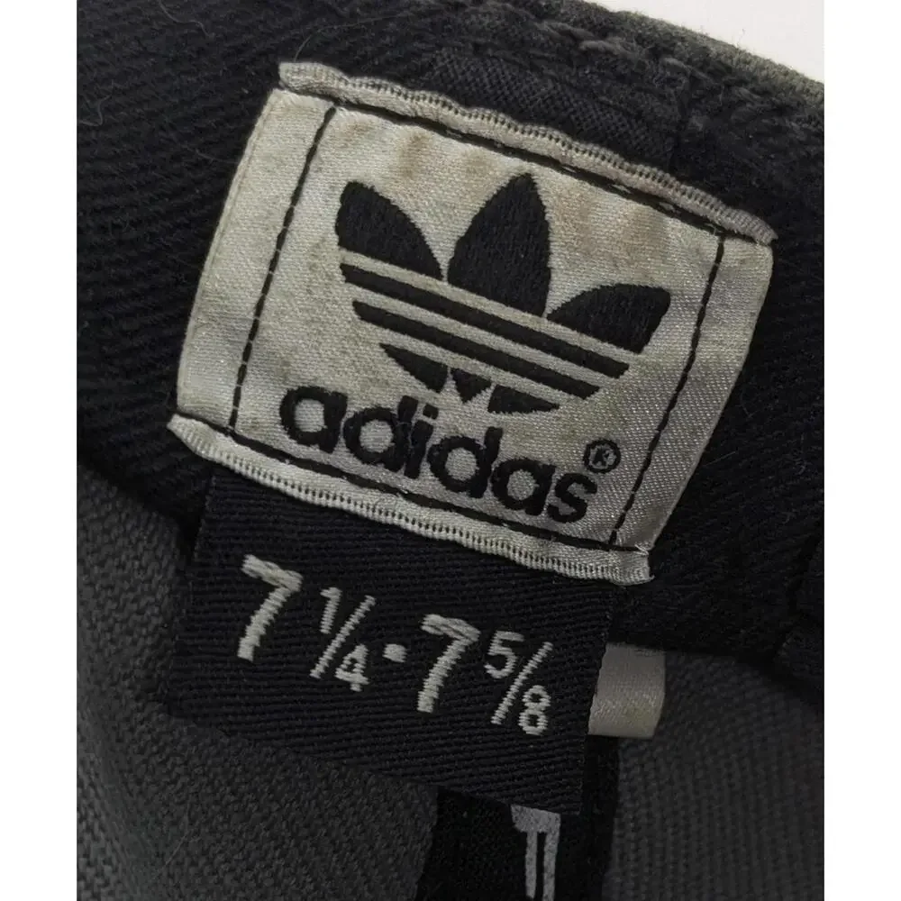 VTG Adidas Trefoil Logo Gray Pink Blue Hip Hop 210 Fitted Hat‎ Size 7 1/4- 7 5/8